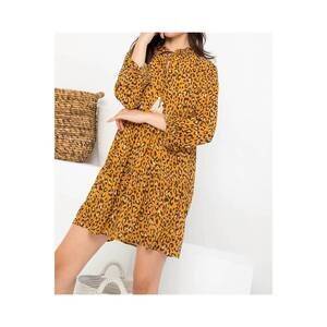 NEW THML cheetah print tiered dress in yellow